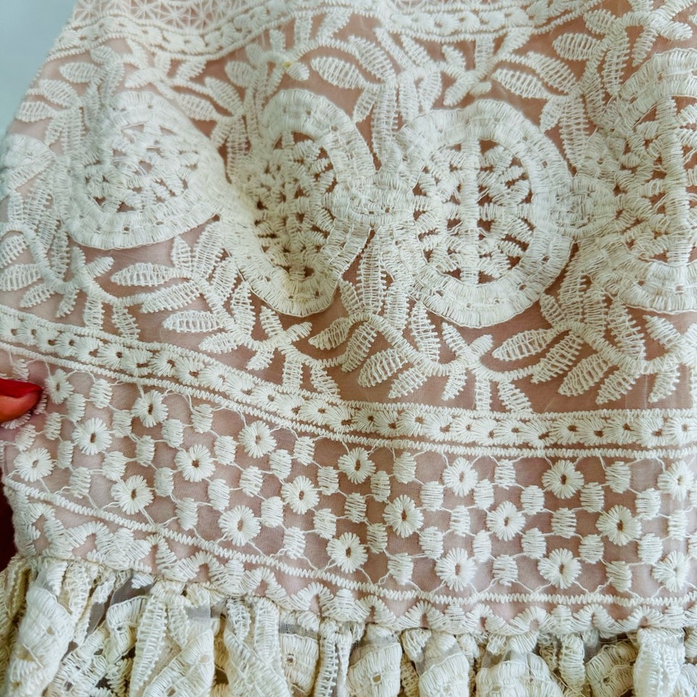Alice Olivia Giola floral lace embroidery fit-and-flare dress Cream size 8 - Picture 9 of 10